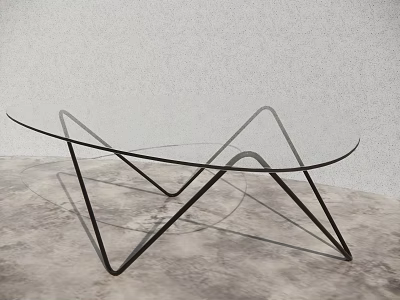 Modern Minimalist Coffee Table With Glass Top And Geometric Metal Frame Structure 3d model
