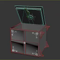 Commercial Equipment Silver Metal Storage Chest With Decorative Patterns And Open Lid