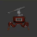 Game Movie Character Red Mechanical Robot With Cannon And Four Legs Structure