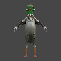 Green Headed Pigeon Game Animated Character With Hat Goggles Pearl Necklace And Pendant
