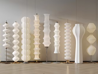 Cream wind floor lamp 3d model