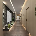 Modern Shower Sauna Space With Wooden Walls Greenery And Lighting
