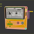 Yellow Handheld Game Console Featuring Animal Character On Screen 3d model