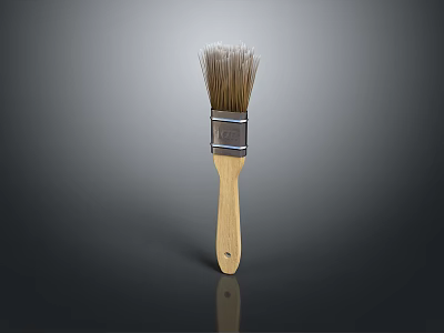 Paint Brush With Wooden Handle And Natural Bristles For Craft Projects 3d model