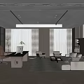 Modern chairman office manager office sofa coffee table combination 3d model