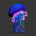 Colorful Jellyfish Creature Character Featuring Blue Pink Design And Vibrant Artistic Details