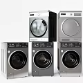 Modern Stainless Steel Front Load Washing Machines With Sleek Design And Digital Control Panels