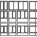 Various Black Window Frames With Different Panel Configurations For Home Use 3d model