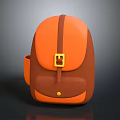 Stylish Orange And Brown Backpack With Yellow Buckle And Adjustable Strap 3d model