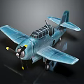 Blue Electric Toy Airplane Realistic Detailed Kids Model with Spinning Propeller