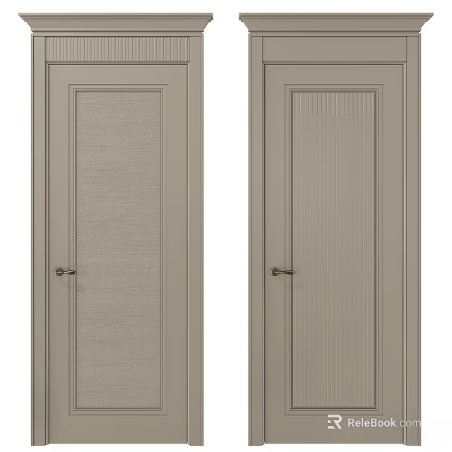 Light Gray Swing Doors With Woven And Vertical Slat Textures And Metal Handles 3d model 