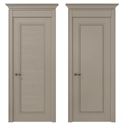 Light Gray Swing Doors With Woven And Vertical Slat Textures And Metal Handles 3d model