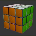 Colorful 3x3 Rubik's Cube With Orange Green Faces And Glossy Surface