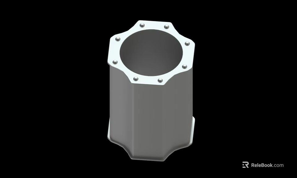 Gray Polyhedral Metal Mechanical Part With Top Screw Holes Design 3d model 