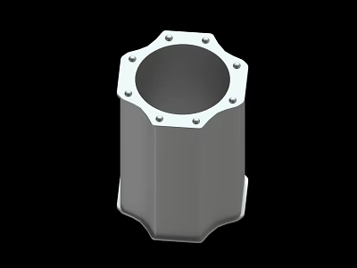 Gray Polyhedral Metal Mechanical Part With Top Screw Holes Design 3d model