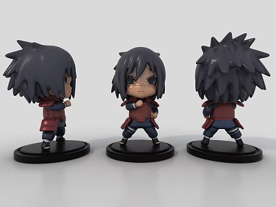 Anime Style Character Figurine Set With Multi Angle Display And Black Base 3d model