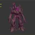 Dark Fantasy Wooden Tree Monster Game And Movie Character With Root Limbs And Bark Texture