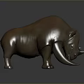Realistic 3D Rhinoceros Model With Brownish Red Skin And Large Horns