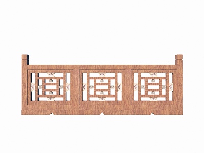 Wooden Railing Commercial Guardrail Handrail 3d model