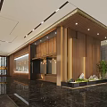 Modern Hotel Lobby With Receptionist Stylish Desk Glass Walls And Marble Floor