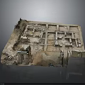 Ancient Architectural Ruins Model With Stone Wall Remains And Square Layout 3d model