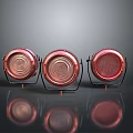 Copper Red Round Lighting Fixture Set With Grilled Front And Reflective Base 3d model