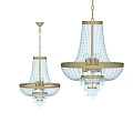 Elegant Crystal Chandeliers With Gold Metal Frame And Decorative Hanging Crystal Pendants