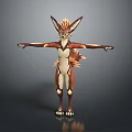 Anthropomorphic Fox Game Character With Brown White Fur Spiked Ears Bushy Tail And Outstretched Arms