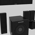 Modern Black Home Theater Speaker System With Soundbar Bookshelf Speakers and Subwoofer