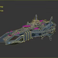 Futuristic Spaceship 3D Model With Metallic Blue Exterior And Glowing Details