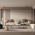 Elegant Modern Living Room Interior With Beige Sofa Accent Chair Coffee Table And Green Plant