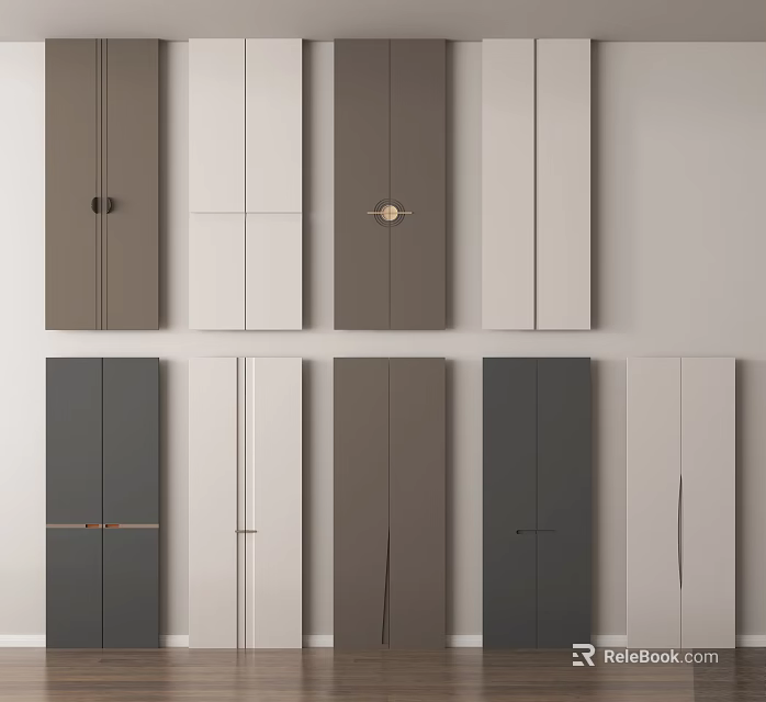 Stylish Modern Wardrobe Doors In Various Colors And Minimalist Styles 3d model 