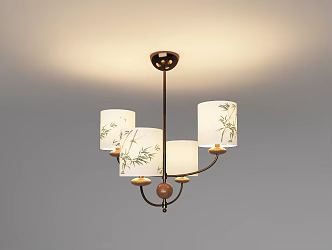 Light Luxury New Chinese Chandelier 3d model