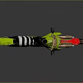 Bright Green Motocross Motorcycle with Black White Graphics and Red Front Accents