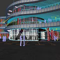 Lynk & Co Commercial Street With Modern Curved Architecture Glass Curtain Walls And Cars On