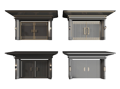 New Chinese Style Villa Entrance Door 3d model