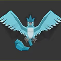 Game Movie Character Blue Bird Like With Spread Wings Low Poly 3D Model Reflective Base