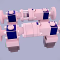 Industrial Blue And White Mechanical Components With Flanges And Connecting Parts