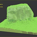 Natural Rough Stone On Wooden Platform With Green Grass Surroundings