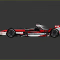 Red and Black Formula One Race Car with Aerodynamic Design and Sponsor Logos