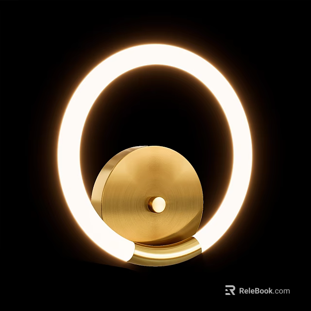 Modern Gold Ring Shaped Ceiling Light With Bright LED Luminous Design 3d model 