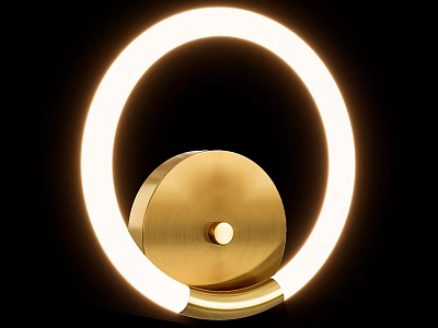 Modern Gold Ring Shaped Ceiling Light With Bright LED Luminous Design 3d model