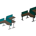 Modern Modular Office Desks With L Shaped Design Green Orange Partition Panels