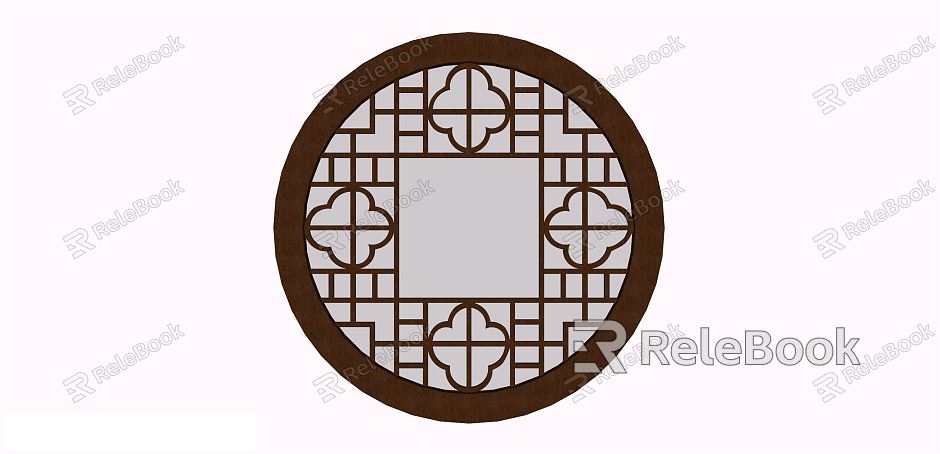 New Chinese-style openwork window decorations model