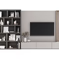 Modern minimalist TV cabinet open grid bookcase TV background wall 3d model