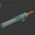 Silver Metal Weapon Barrel With Shiny Surface And Gold Tip Design 3d model