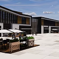 Charming Commercial Street Featuring Outdoor Cafes Pedestrians And Modern Shop Designs