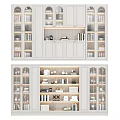 Modern White Bookcase Design With Glass Doors Shelves Books And Decorations