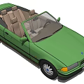 Green Open Top Convertible Car Featuring Beige Interior And Silver Wheels 3d model