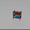 Kids Wooden Bunk Bed With Red Blue Mattress And Soft Pillow Design